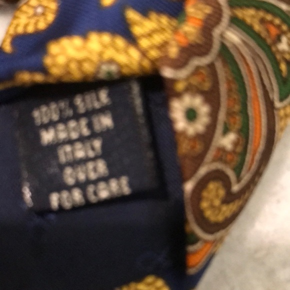 Gap Premium Silk Tie Mens Paisley Blue Gold Designer Quiet Luxury Italy Festival - Picture 4 of 6